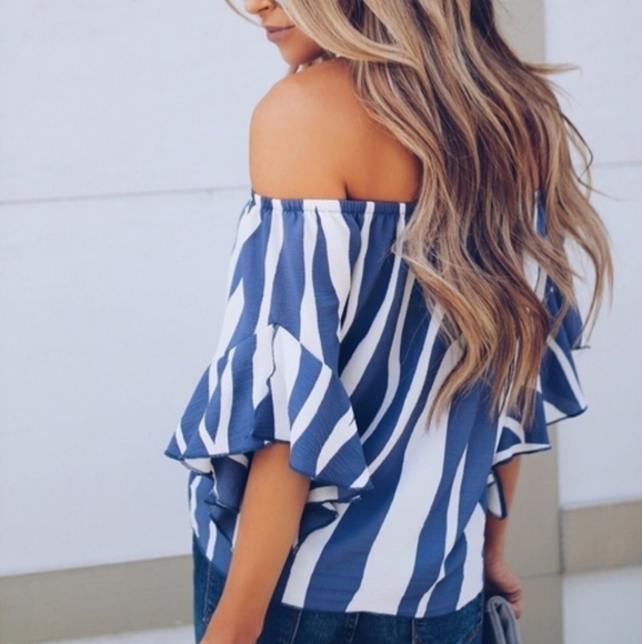 New Zebra Print Boho Off On Shoulder Front Tie Top - Picture 10 of 11